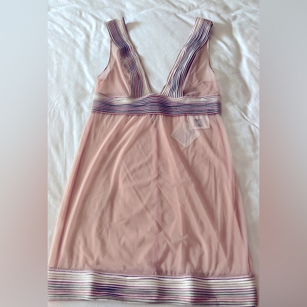 La Perla Silk Tulle Nervure Collection Peach/Pink Negligee Sz. L